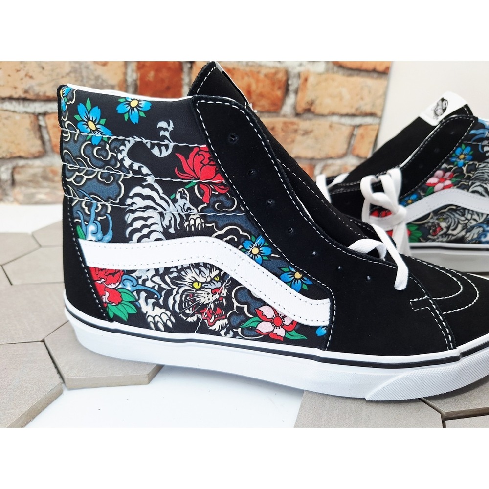 Vans Sk8 Hi Tiger Floral Men Sz 9.5 Skateboarding Casual Sneakers Rare Tattoo